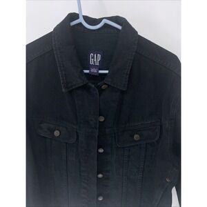 GAP Vintage Black Denim Trucker Jacket Medium Trucker Outdoor Casual 100%Cotton
